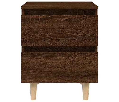 vidaXL Mesita de noche patas de madera maciza roble ahumado 40x35x50cm