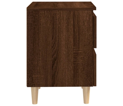 vidaXL Mesita de noche patas de madera maciza roble ahumado 40x35x50cm