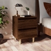 vidaXL Mesita de noche patas de madera maciza roble ahumado 40x35x50cm