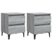 Mesitas de noche 2 uds patas de metal gris Sonoma 40x35x50 cm