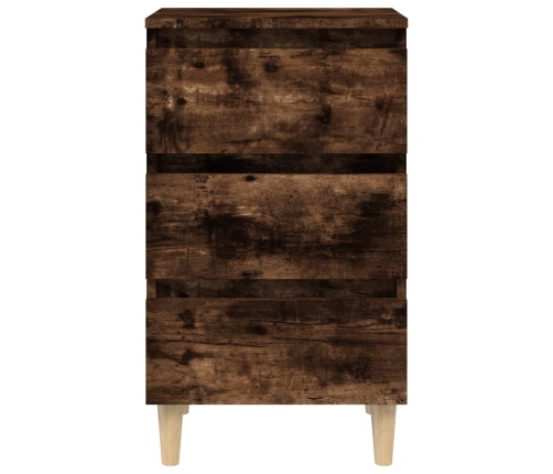 Mesita de noche patas madera maciza roble ahumado 40x35x69 cm