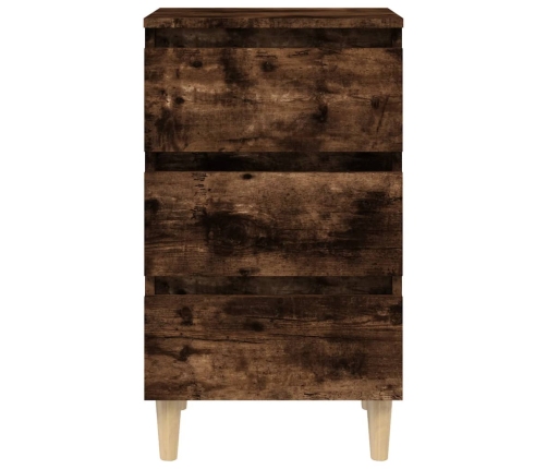 vidaXL Mesita de noche 2 uds patas de madera roble ahumado 40x35x69 cm