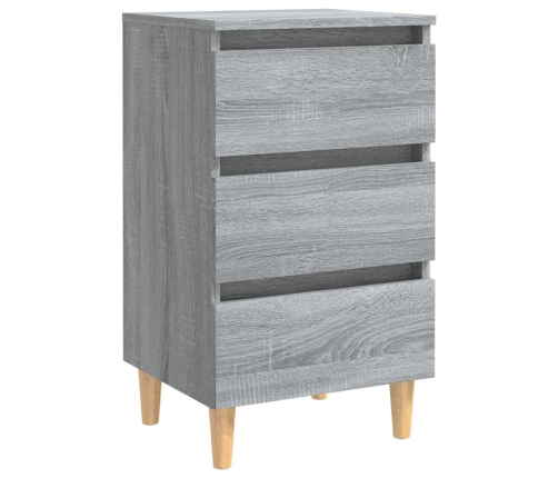 vidaXL Mesita de noche con patas madera maciza gris Sonoma 40x35x69 cm