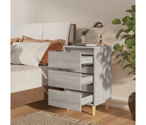 vidaXL Mesita de noche con patas madera maciza gris Sonoma 40x35x69 cm