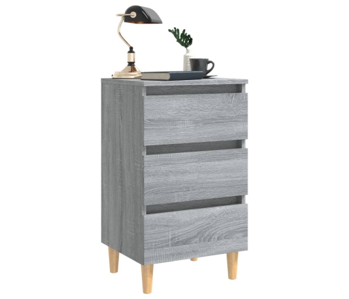 vidaXL Mesita de noche con patas madera maciza gris Sonoma 40x35x69 cm