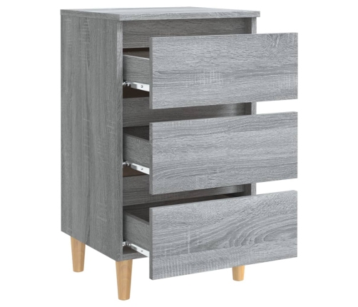 vidaXL Mesita de noche con patas madera maciza gris Sonoma 40x35x69 cm