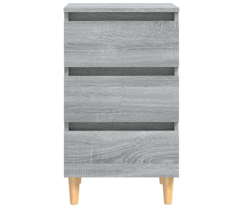 vidaXL Mesita de noche con patas madera maciza gris Sonoma 40x35x69 cm