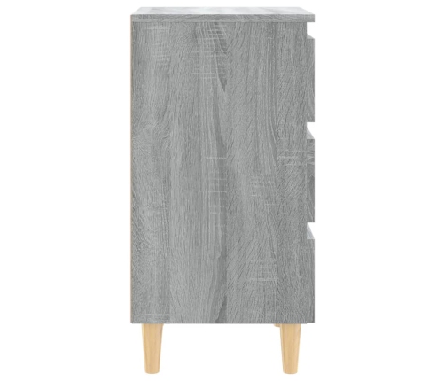 vidaXL Mesita de noche con patas madera maciza gris Sonoma 40x35x69 cm