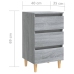 vidaXL Mesita de noche con patas madera maciza gris Sonoma 40x35x69 cm