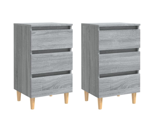 vidaXL Mesitas de noche 2 uds con patas madera gris Sonoma 40x35x69 cm