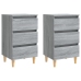 Mesitas de noche 2 uds con patas madera gris Sonoma 40x35x69 cm