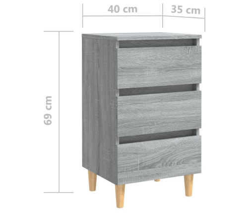 Mesitas de noche 2 uds con patas madera gris Sonoma 40x35x69 cm