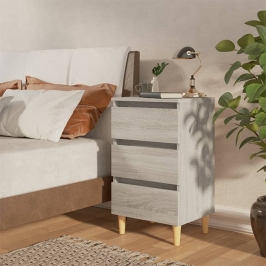 Mesitas de noche 2 uds con patas madera gris Sonoma 40x35x69 cm