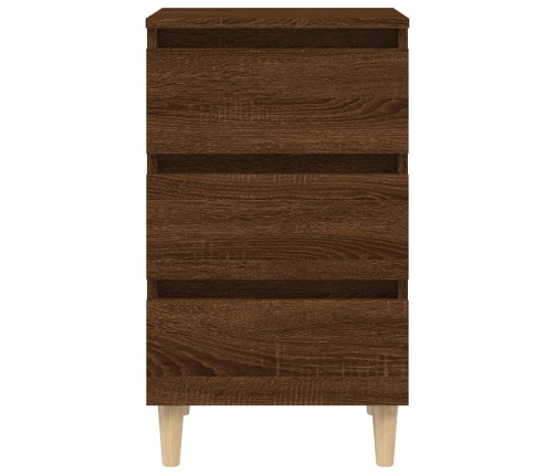 vidaXL Mesita de noche patas madera maciza marrón roble 40x35x69 cm