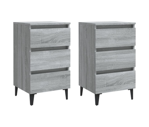 Mesitas de noche 2 uds con patas metal gris Sonoma 40x35x69 cm