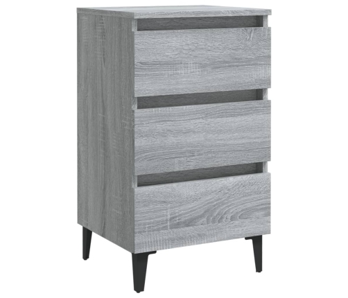 Mesitas de noche 2 uds con patas metal gris Sonoma 40x35x69 cm