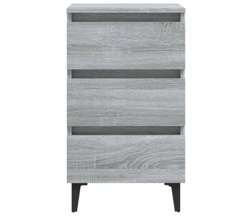 Mesitas de noche 2 uds con patas metal gris Sonoma 40x35x69 cm