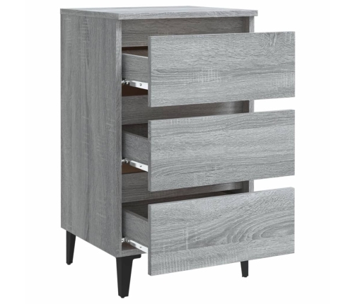 Mesitas de noche 2 uds con patas metal gris Sonoma 40x35x69 cm