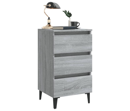 Mesitas de noche 2 uds con patas metal gris Sonoma 40x35x69 cm