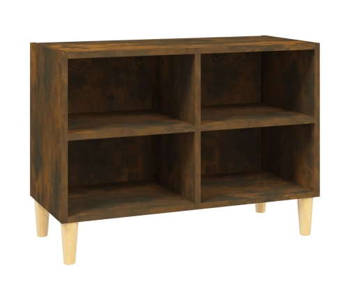 Mueble de TV patas de madera maciza roble ahumado 69,5x30x50 cm