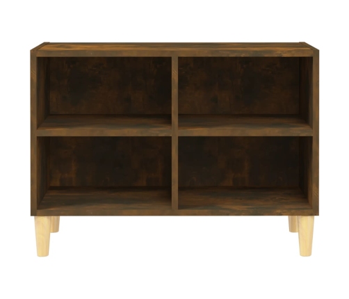 Mueble de TV patas de madera maciza roble ahumado 69,5x30x50 cm