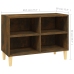 Mueble de TV patas de madera maciza roble ahumado 69,5x30x50 cm