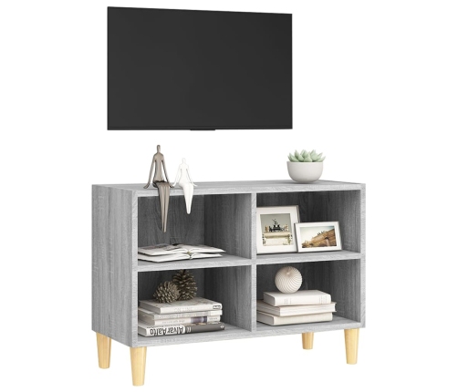 Mueble de TV con patas madera maciza gris Sonoma 69,5x30x50 cm