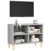 Mueble de TV con patas madera maciza gris Sonoma 69,5x30x50 cm