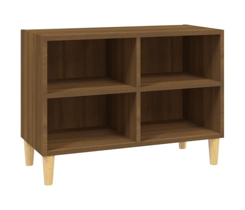 Mueble de TV patas de madera maciza marrón roble 69,5x30x50 cm