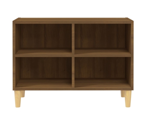 Mueble de TV patas de madera maciza marrón roble 69,5x30x50 cm