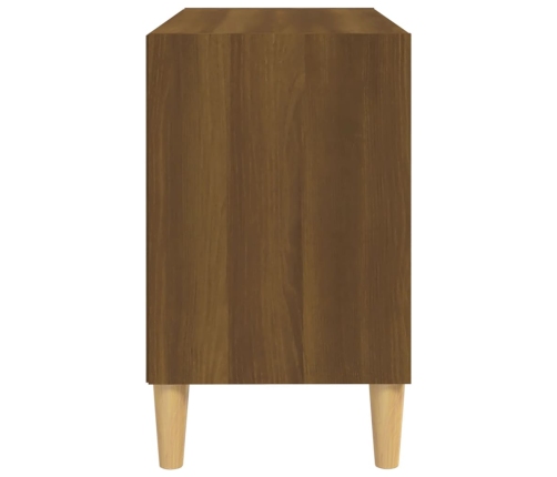 Mueble de TV patas de madera maciza marrón roble 69,5x30x50 cm