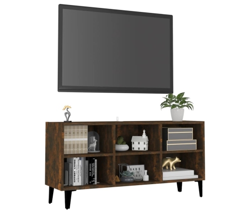 Mueble de TV con patas de metal roble ahumado 103,5x30x50 cm