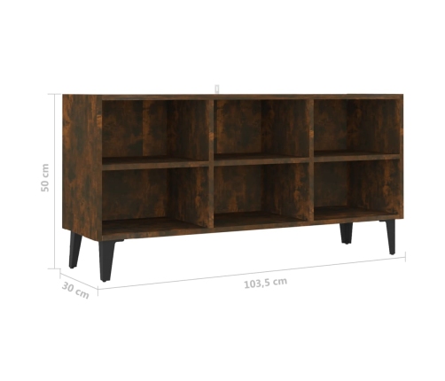 Mueble de TV con patas de metal roble ahumado 103,5x30x50 cm