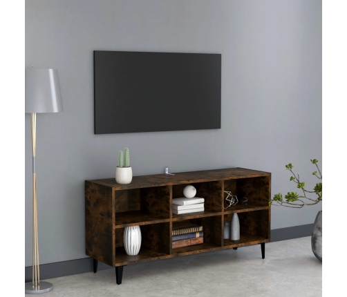 Mueble de TV con patas de metal roble ahumado 103,5x30x50 cm