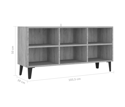 Mueble de TV con patas de metal gris Sonoma 103,5x30x50 cm