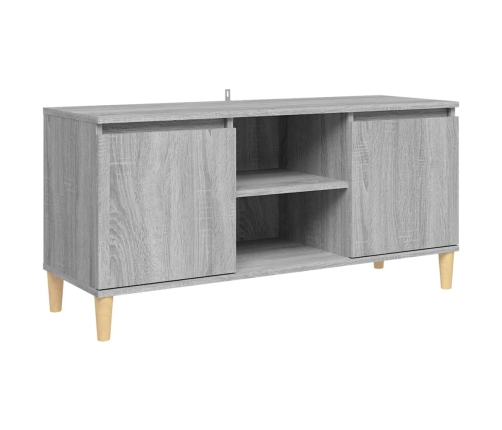 Mesita de noche patas madera maciza gris Sonoma 103,5x35x50 cm