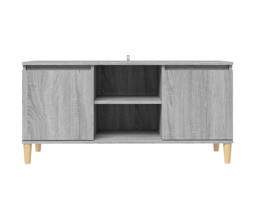 Mesita de noche patas madera maciza gris Sonoma 103,5x35x50 cm