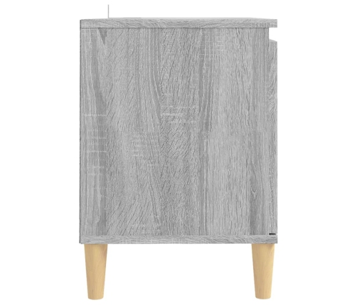 Mesita de noche patas madera maciza gris Sonoma 103,5x35x50 cm