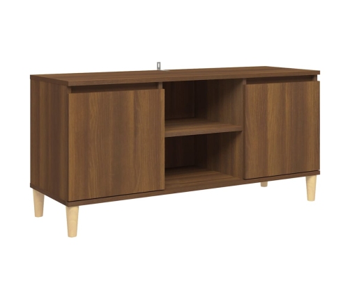 Mueble de TV patas madera maciza marrón roble 103,5x35x50 cm