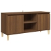 vidaXL Mueble de TV patas madera maciza marrón roble 103,5x35x50 cm