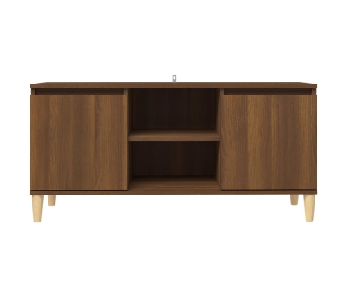 vidaXL Mueble de TV patas madera maciza marrón roble 103,5x35x50 cm