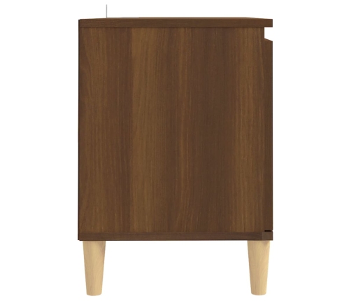 Mueble de TV patas madera maciza marrón roble 103,5x35x50 cm