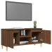 Mueble de TV patas madera maciza marrón roble 103,5x35x50 cm