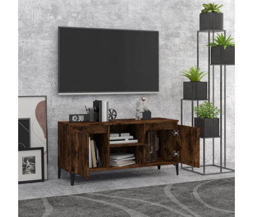 Mueble para TV con patas de metal roble ahumado 103,5x35x50 cm