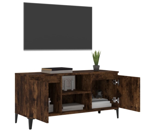 Mueble para TV con patas de metal roble ahumado 103,5x35x50 cm