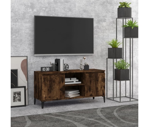 Mueble para TV con patas de metal roble ahumado 103,5x35x50 cm