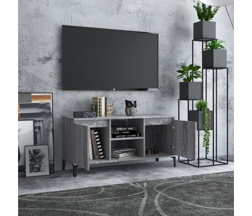 Mueble de TV con patas de metal gris Sonoma 103,5x35x50 cm