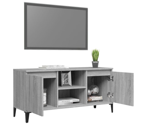 Mueble de TV con patas de metal gris Sonoma 103,5x35x50 cm