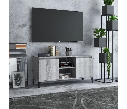 Mueble de TV con patas de metal gris Sonoma 103,5x35x50 cm