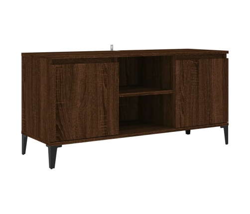 vidaXL Mueble de TV con patas de metal marrón roble 103,5x35x50 cm